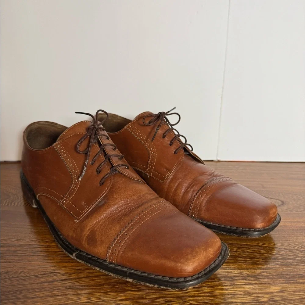 Donald J. Pliner Rich Brown Leather Oxfords Shoes